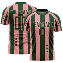 Charger l'image dans la galerie, Custom Green Medium Pink Stars And Stripes Sports Sublimation Soccer Uniform Jersey
