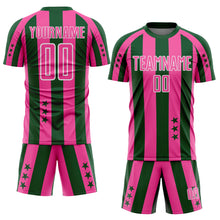 Charger l'image dans la galerie, Custom Green Pink-White Stars And Stripes Sports Sublimation Soccer Uniform Jersey
