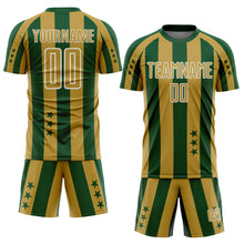 Load image into Gallery viewer, Custom Green Old Gold-White Stars And Stripes Sports Sublimation Soccer Uniform Jersey
