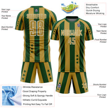 Load image into Gallery viewer, Custom Green Old Gold-White Stars And Stripes Sports Sublimation Soccer Uniform Jersey
