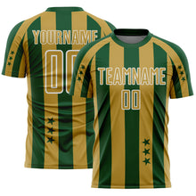 Load image into Gallery viewer, Custom Green Old Gold-White Stars And Stripes Sports Sublimation Soccer Uniform Jersey
