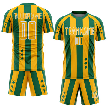 Custom Kelly Green Gold-White Stars And Stripes Sports Sublimation Soccer Uniform Jersey