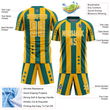 Load image into Gallery viewer, Custom Teal Gold-White Stars And Stripes Sports Sublimation Soccer Uniform Jersey
