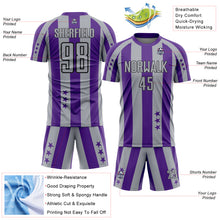 Load image into Gallery viewer, Custom Purple Gray-Black Stars And Stripes Sports Sublimation Soccer Uniform Jersey
