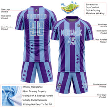 Load image into Gallery viewer, Custom Purple Light Blue-White Stars And Stripes Sports Sublimation Soccer Uniform Jersey
