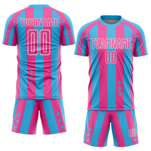 Load image into Gallery viewer, Custom Sky Blue Pink-White Stars And Stripes Sports Sublimation Soccer Uniform Jersey
