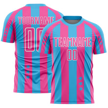 Load image into Gallery viewer, Custom Sky Blue Pink-White Stars And Stripes Sports Sublimation Soccer Uniform Jersey
