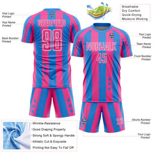 Load image into Gallery viewer, Custom Powder Blue Pink-White Stars And Stripes Sports Sublimation Soccer Uniform Jersey
