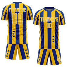 Load image into Gallery viewer, Custom Royal Yellow-White Stars And Stripes Sports Sublimation Soccer Uniform Jersey
