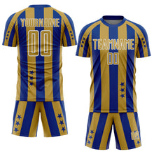 Load image into Gallery viewer, Custom Royal Old Gold-White Stars And Stripes Sports Sublimation Soccer Uniform Jersey
