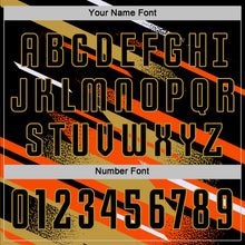 Load image into Gallery viewer, Custom Black Orange Old Gold-White Grunge Stripe And Grainy Sports Sublimation Soccer Uniform Jersey
