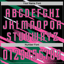 Load image into Gallery viewer, Custom Black Pink Kelly Green-White Grunge Stripe And Grainy Sports Sublimation Soccer Uniform Jersey
