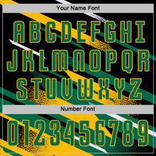 Load image into Gallery viewer, Custom Black Kelly Green Gold-White Grunge Stripe And Grainy Sports Sublimation Soccer Uniform Jersey
