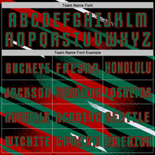 Charger l'image dans la galerie, Custom Black Kelly Green Red-White Grunge Stripe And Grainy Sports Sublimation Soccer Uniform Jersey
