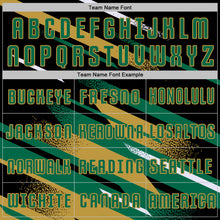 Charger l'image dans la galerie, Custom Black Kelly Green Old Gold-White Grunge Stripe And Grainy Sports Sublimation Soccer Uniform Jersey
