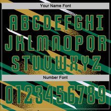 Charger l'image dans la galerie, Custom Black Kelly Green Old Gold-White Grunge Stripe And Grainy Sports Sublimation Soccer Uniform Jersey
