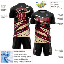 Load image into Gallery viewer, Custom Black Crimson Cream-White Grunge Stripe And Grainy Sports Sublimation Soccer Uniform Jersey
