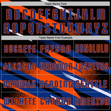 Load image into Gallery viewer, Custom Black Royal Orange-White Grunge Stripe And Grainy Sports Sublimation Soccer Uniform Jersey
