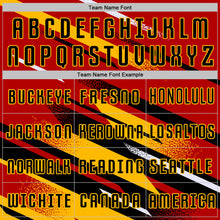 Laden Sie das Bild in den Galerie-Viewer, Custom Red Black Gold-White Grunge Stripe And Grainy Sports Sublimation Soccer Uniform Jersey
