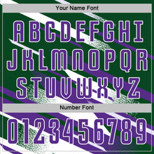 Charger l'image dans la galerie, Custom Green Purple-White Grunge Stripe And Grainy Sports Sublimation Soccer Uniform Jersey
