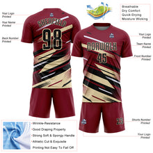 Загрузить изображение в средство просмотра галереи, Custom Crimson Black Cream-White Grunge Stripe And Grainy Sports Sublimation Soccer Uniform Jersey
