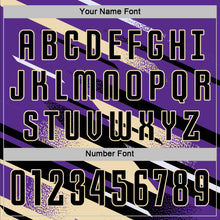 Загрузить изображение в средство просмотра галереи, Custom Purple Black Cream-White Grunge Stripe And Grainy Sports Sublimation Soccer Uniform Jersey
