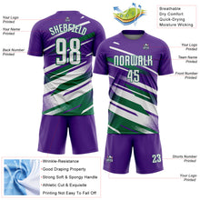 Load image into Gallery viewer, Custom Purple White-Kelly Green Grunge Stripe And Grainy Sports Sublimation Soccer Uniform Jersey
