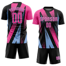 Load image into Gallery viewer, Custom Black Pink-Light Blue Radial Burst Sports Sublimation Soccer Uniform Jersey
