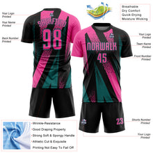 Charger l'image dans la galerie, Custom Black Pink-Teal Radial Burst Sports Sublimation Soccer Uniform Jersey
