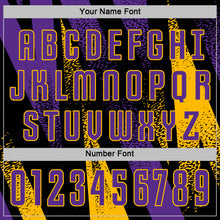 Загрузить изображение в средство просмотра галереи, Custom Black Purple-Gold Radial Burst Sports Sublimation Soccer Uniform Jersey
