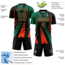 Charger l'image dans la galerie, Custom Black Kelly Green-Orange Radial Burst Sports Sublimation Soccer Uniform Jersey
