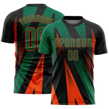Charger l'image dans la galerie, Custom Black Kelly Green-Orange Radial Burst Sports Sublimation Soccer Uniform Jersey
