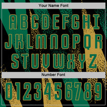 Charger l'image dans la galerie, Custom Black Kelly Green-Old Gold Radial Burst Sports Sublimation Soccer Uniform Jersey
