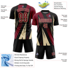Charger l'image dans la galerie, Custom Black Crimson-Cream Radial Burst Sports Sublimation Soccer Uniform Jersey
