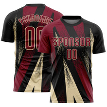 Charger l'image dans la galerie, Custom Black Crimson-Cream Radial Burst Sports Sublimation Soccer Uniform Jersey

