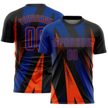 Charger l'image dans la galerie, Custom Black Royal-Orange Radial Burst Sports Sublimation Soccer Uniform Jersey
