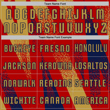 Laden Sie das Bild in den Galerie-Viewer, Custom Red Old Gold-Navy Radial Burst Sports Sublimation Soccer Uniform Jersey
