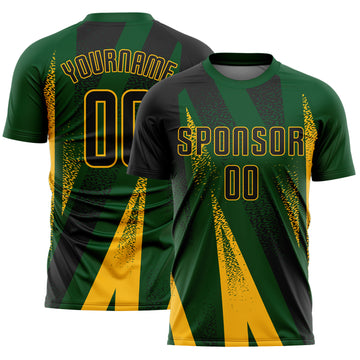 Custom Green Black-Gold Radial Burst Sports Sublimation Soccer Uniform Jersey