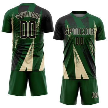 Custom Green Black-Cream Radial Burst Sports Sublimation Soccer Uniform Jersey