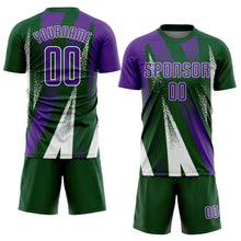 Charger l'image dans la galerie, Custom Green Purple-White Radial Burst Sports Sublimation Soccer Uniform Jersey
