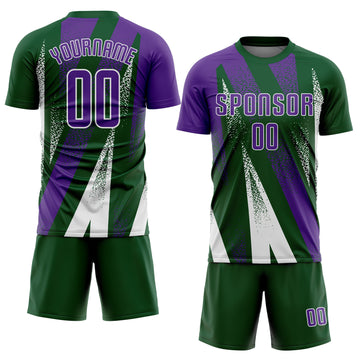 Custom Green Purple-White Radial Burst Sports Sublimation Soccer Uniform Jersey