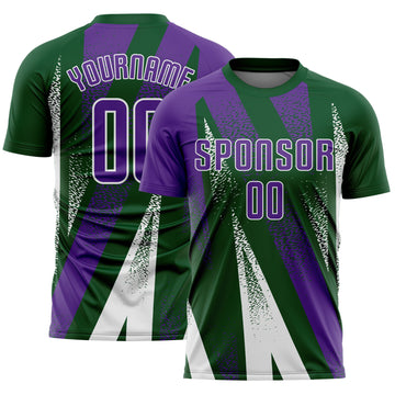 Custom Green Purple-White Radial Burst Sports Sublimation Soccer Uniform Jersey