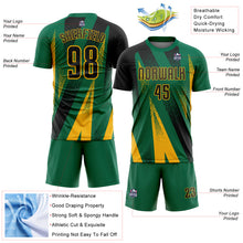 Загрузить изображение в средство просмотра галереи, Custom Kelly Green Black-Gold Radial Burst Sports Sublimation Soccer Uniform Jersey

