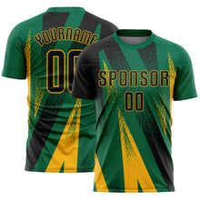 Загрузить изображение в средство просмотра галереи, Custom Kelly Green Black-Gold Radial Burst Sports Sublimation Soccer Uniform Jersey
