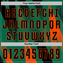 Загрузить изображение в средство просмотра галереи, Custom Kelly Green Black-Orange Radial Burst Sports Sublimation Soccer Uniform Jersey
