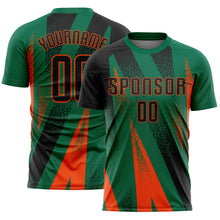 Загрузить изображение в средство просмотра галереи, Custom Kelly Green Black-Orange Radial Burst Sports Sublimation Soccer Uniform Jersey
