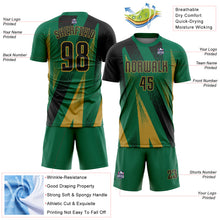 Load image into Gallery viewer, Custom Kelly Green Black-Old Gold Radial Burst Sports Sublimation Soccer Uniform Jersey
