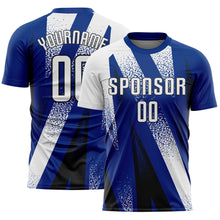 Charger l'image dans la galerie, Custom Royal White-Black Radial Burst Sports Sublimation Soccer Uniform Jersey
