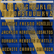 Charger l'image dans la galerie, Custom Royal Old Gold-Black Radial Burst Sports Sublimation Soccer Uniform Jersey
