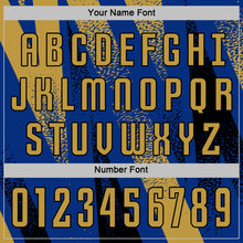 Charger l'image dans la galerie, Custom Royal Old Gold-Black Radial Burst Sports Sublimation Soccer Uniform Jersey
